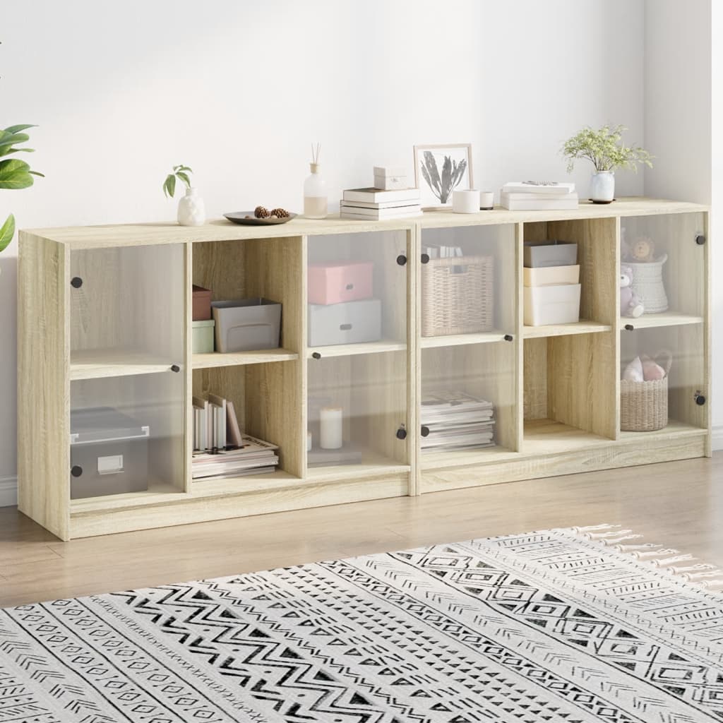 Bücherschrank mit Türen Weiß 204x37x75 cm Holzwerkstoff