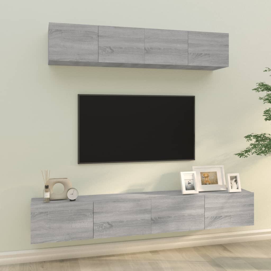4-tlg. TV-Schrank-Set Weiß Holzwerkstoff