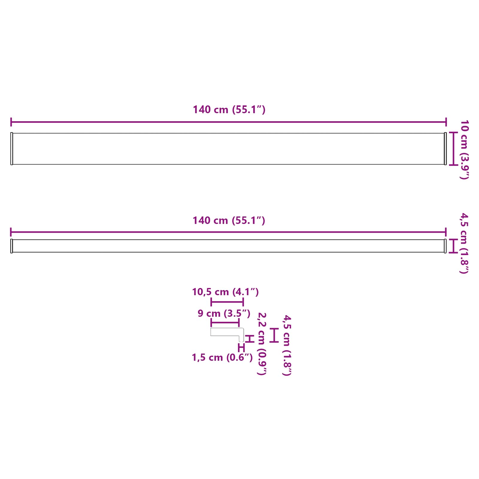 Fensterbank Weiß 60 x 10 x 4,5 cm PVC