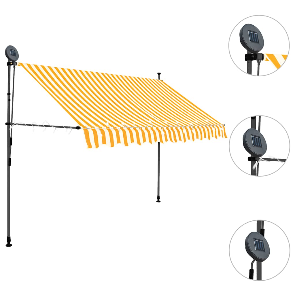 Einziehbare Markise Handbetrieben mit LED 100 cm Blau und Weiß