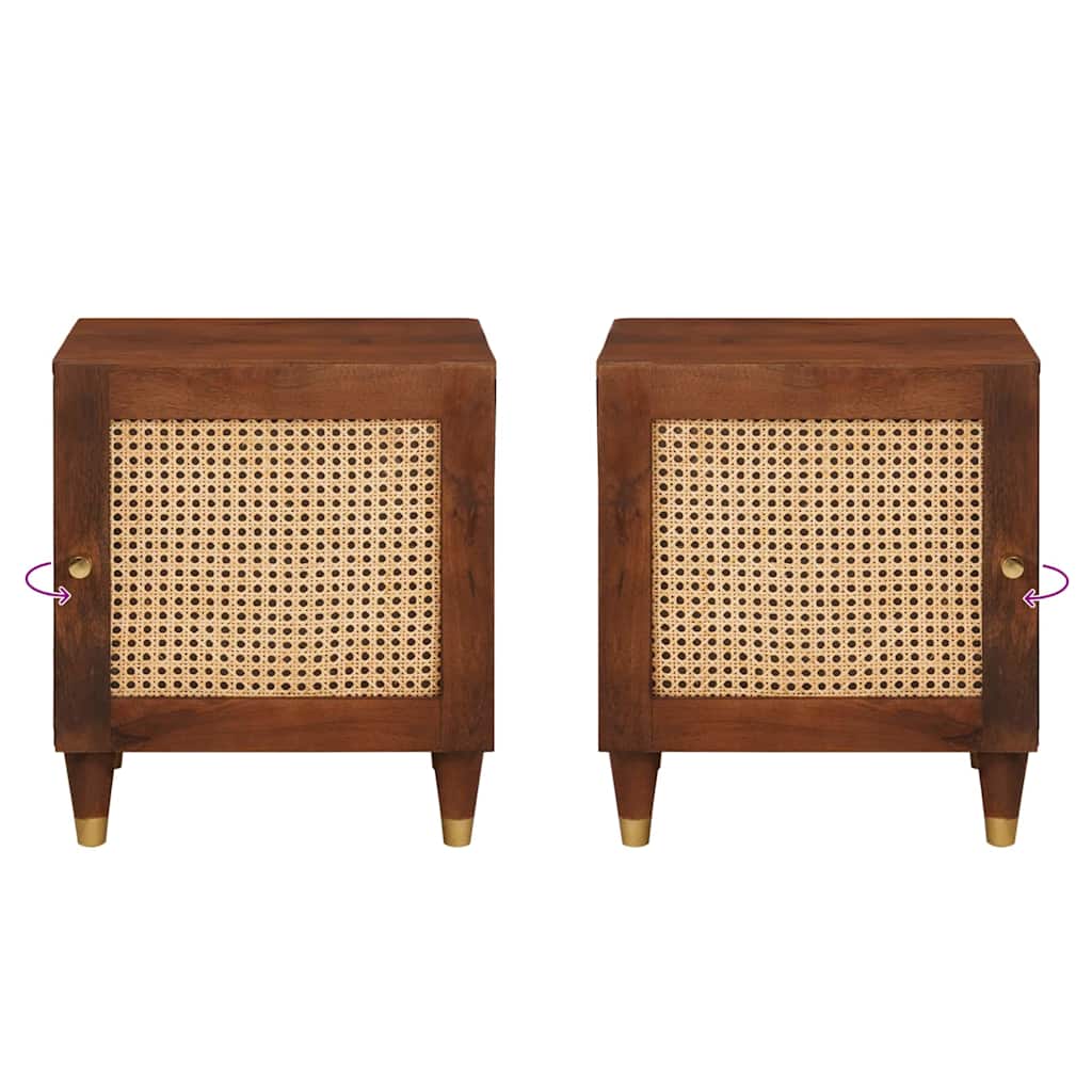 Nachttisch Braun 40 x 33,5 x 46 cm Massivholz Akazie