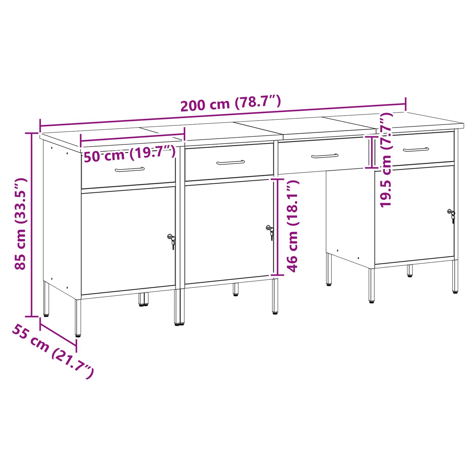 Werkbank mit Schubladen 2 pcs Rot und Grau 100 x 55 x 85 cm