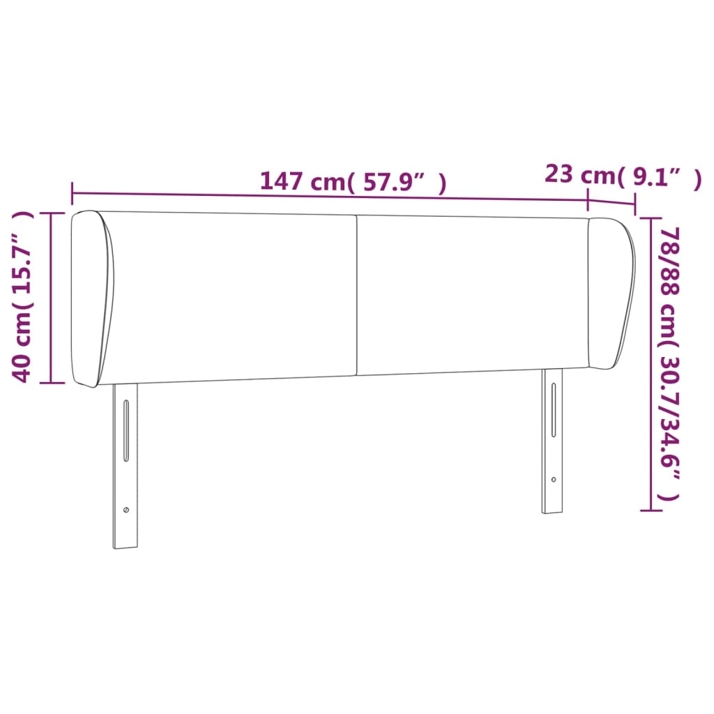 Kopfteil mit Ohren Creme 83x23x78/88 cm Kunstleder