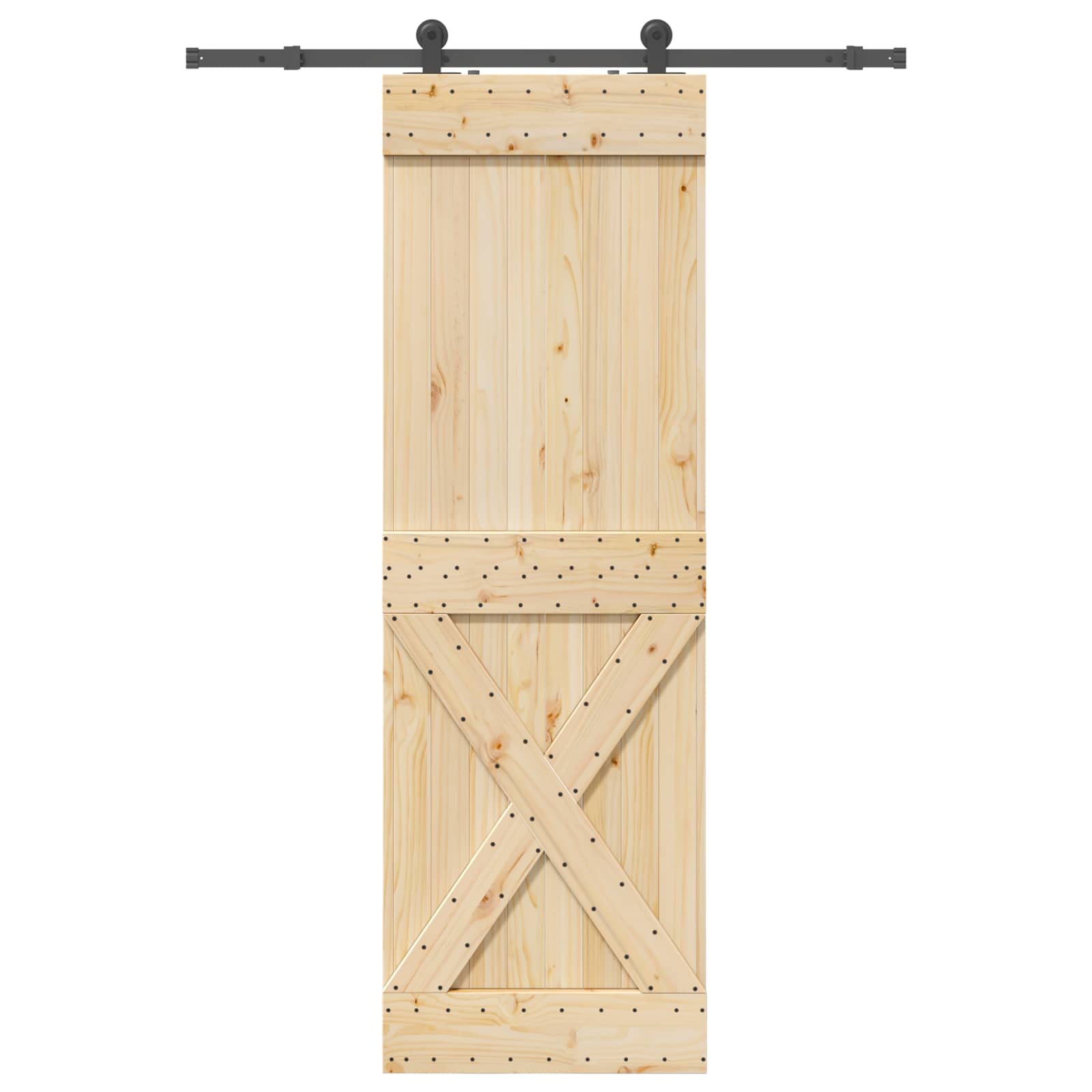 Schiebetür NARVIK Natürlich und Schwarz 70 x 210 cm (213,5 cm)