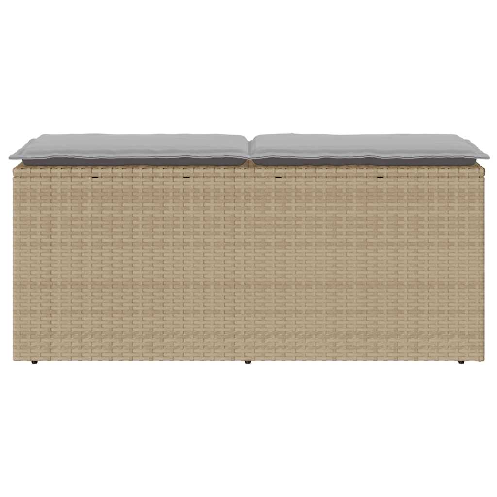 Gartenbank mit Kissen Schwarz 110x40x44 cm Poly Rattan
