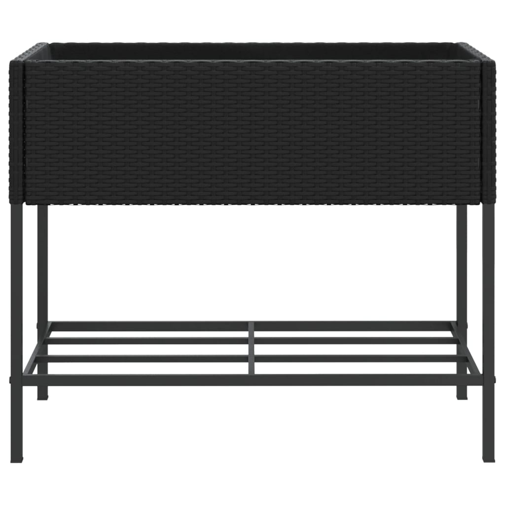 Hochbeete mit Ablage 2 Stk. Schwarz 70x28x70 cm Poly Rattan