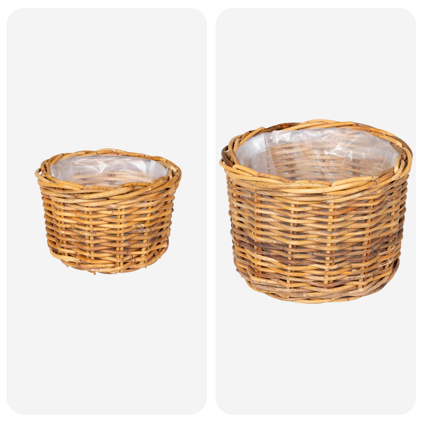 Blumentopf Korb 2 Stk. Natürliches Grau Kubu Rattan