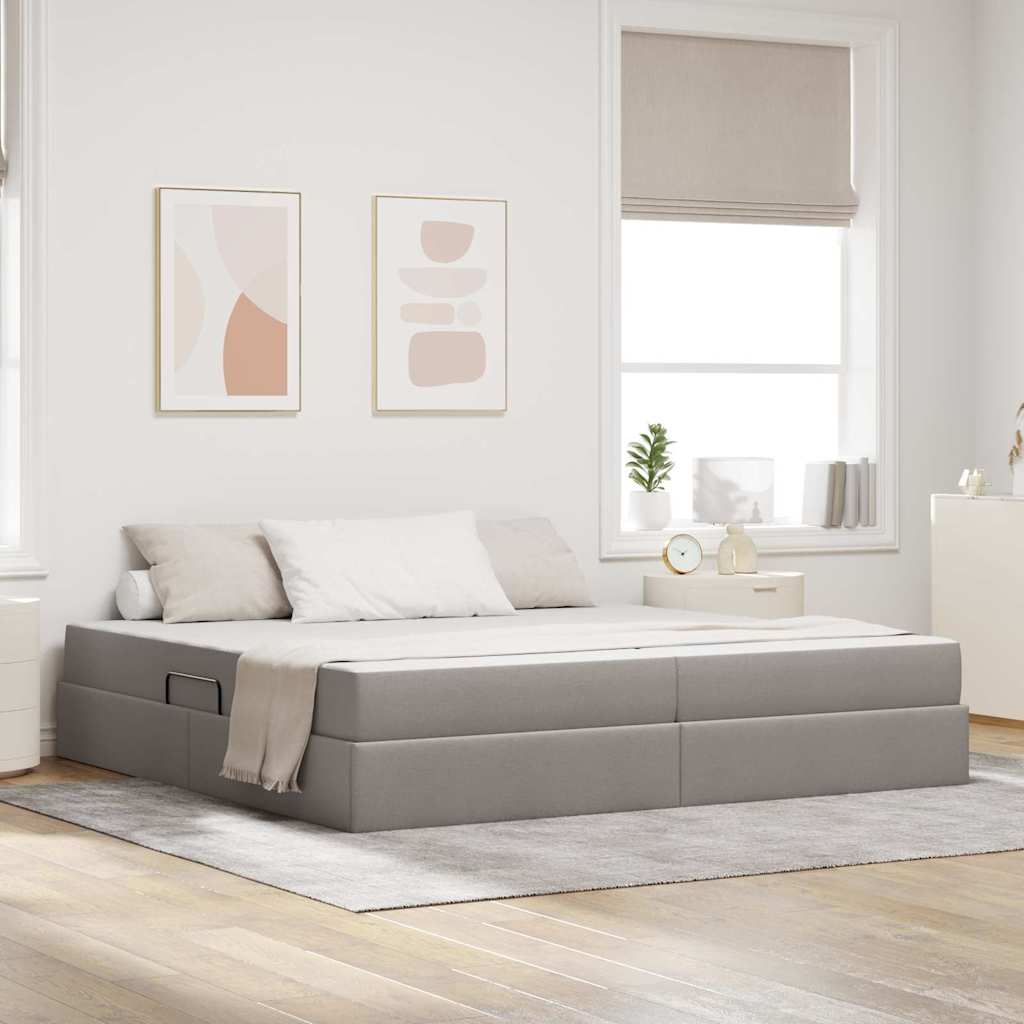 Aufbewahrungsbett mit Matratze Hellgrau 90 x 190 cm Polyester