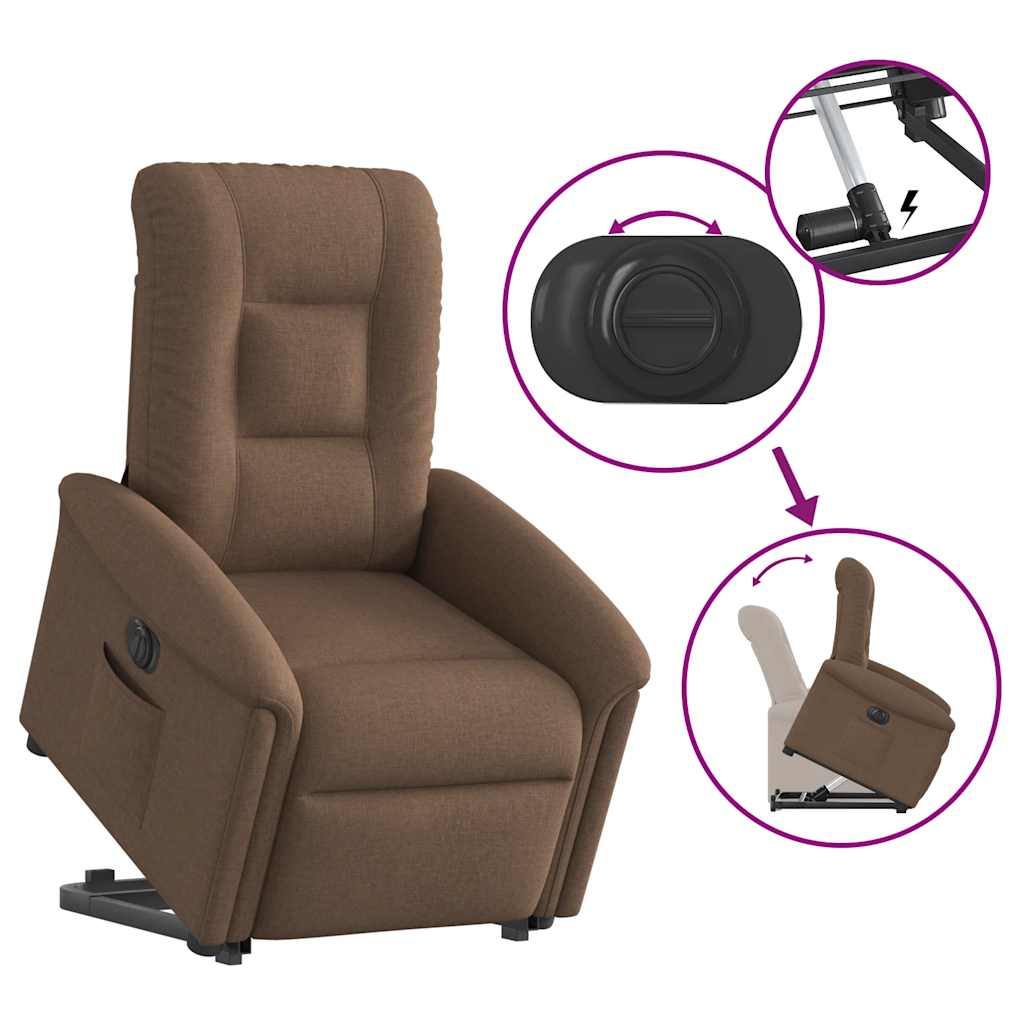Massagesessel mit Aufstehhilfe Hellgrau Stoff