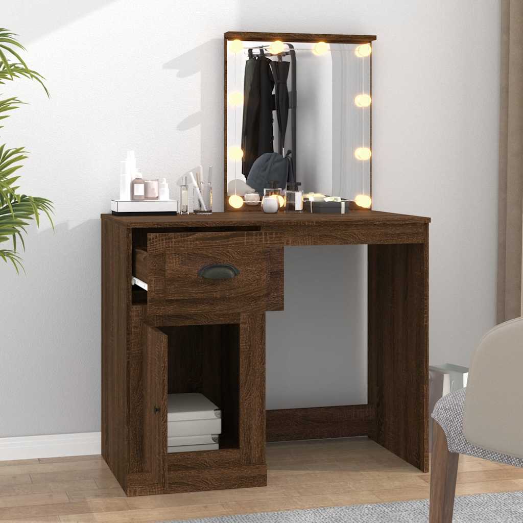 Schminktisch mit Spiegel Weiß 90x50x132,5 cm Holzwerkstoff