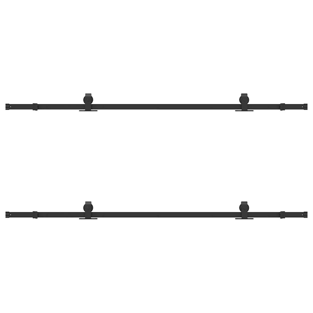 Schiebetürbeschlag-Set 183 cm Stahl Schwarz