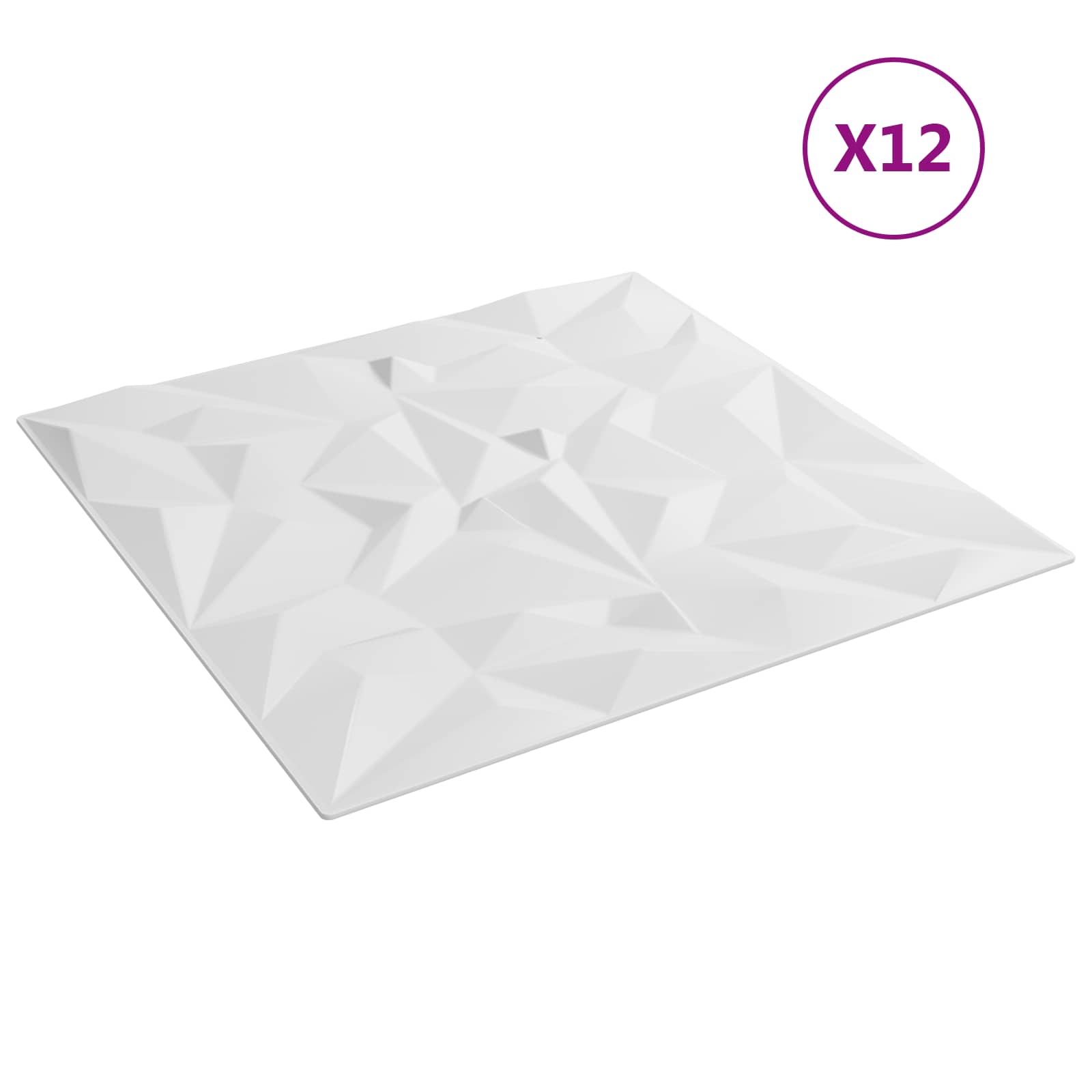 Wandpaneele 12 pcs Diamant Weiß 50 x 50 cm XPS Schaum