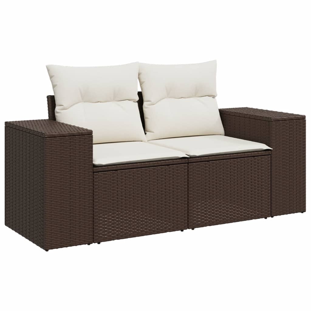 10-tlg. Garten-Sofagarnitur mit Kissen Schwarz Poly Rattan