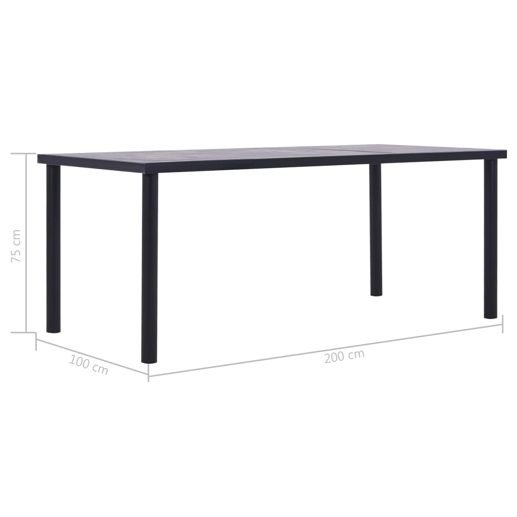 Esstisch Schwarz und Betongrau 120 x 60 x 75 cm MDF