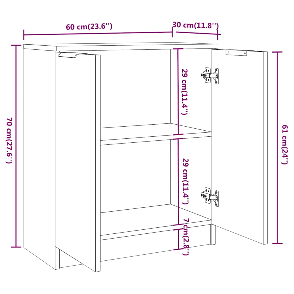 3-tlg. Sideboards Weiß Holzwerkstoff