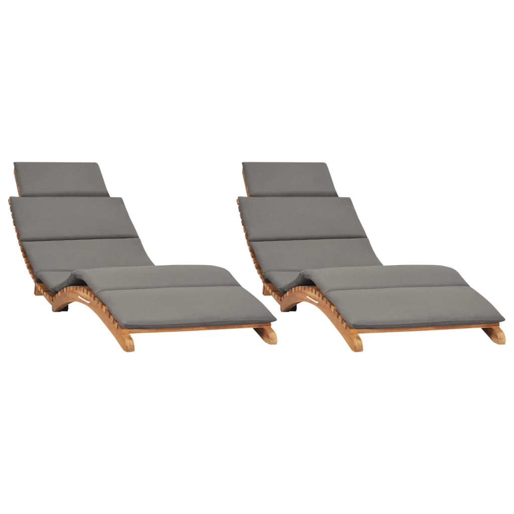 Klappbare Sonnenliege mit Cremeweißer Auflage Massivholz Teak