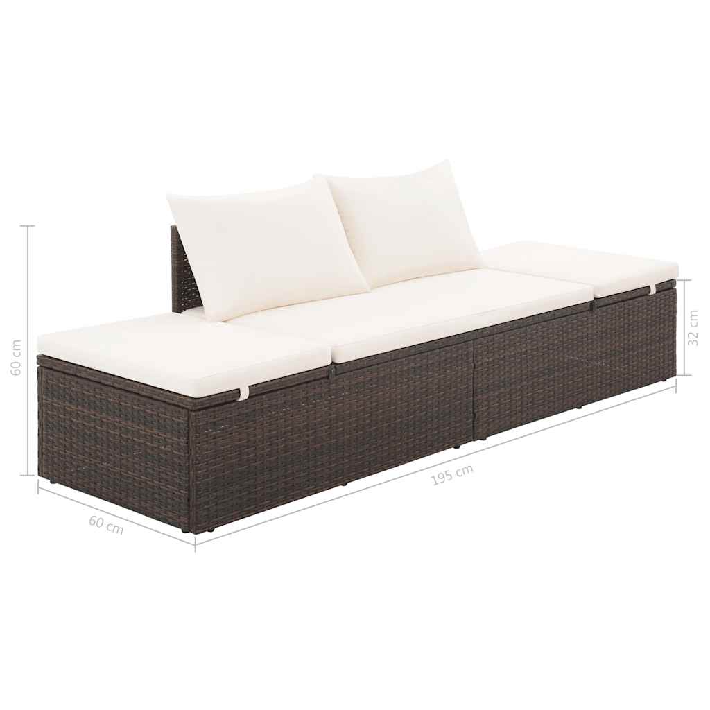 Gartenbett Schwarz 195×60 cm Poly Rattan