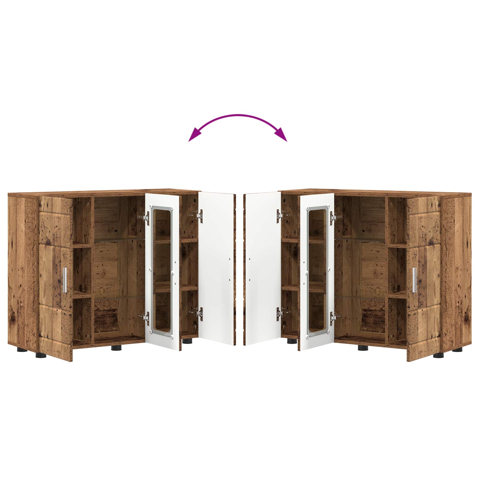 Highboard mit Regal FLORIN Weiß 60 x 35 x 182 cm Holzwerkstoff