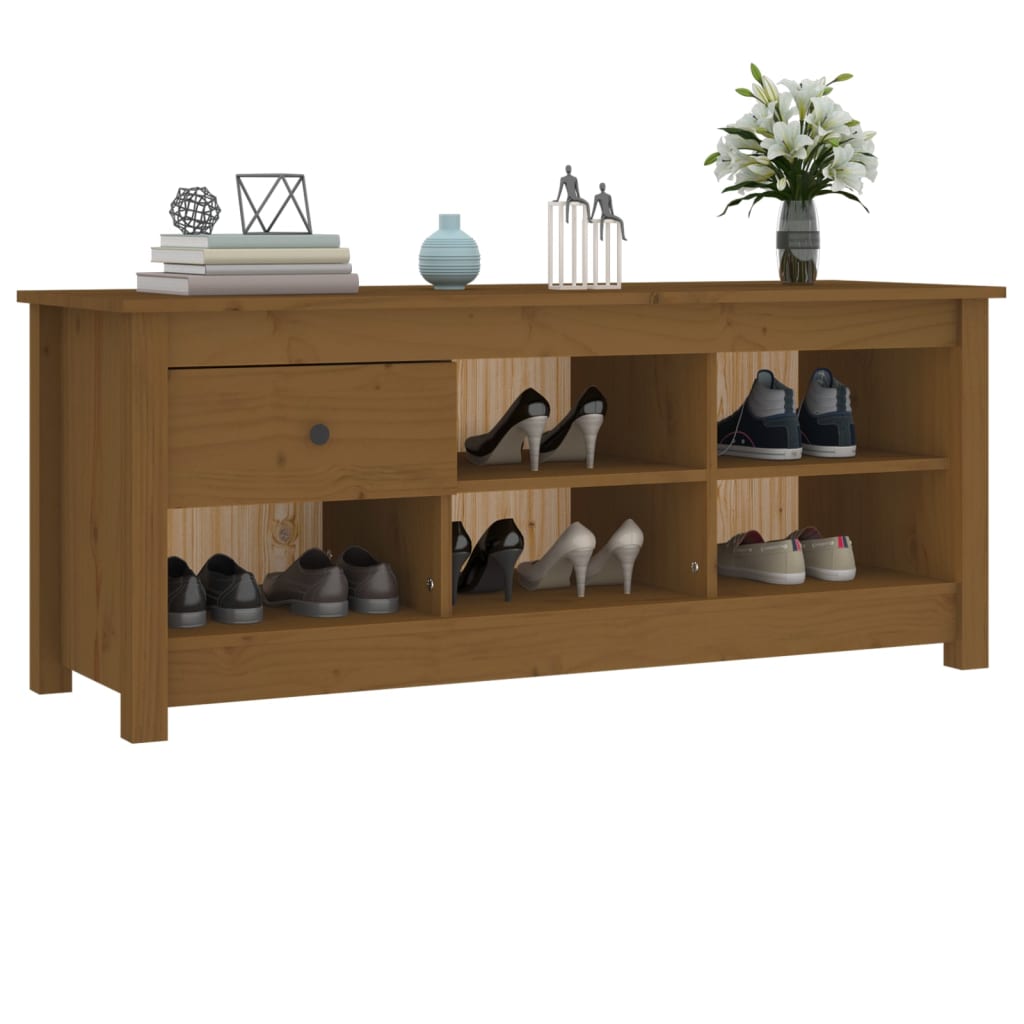 Schuhschrank 110x38x45,5 cm Massivholz Kiefer
