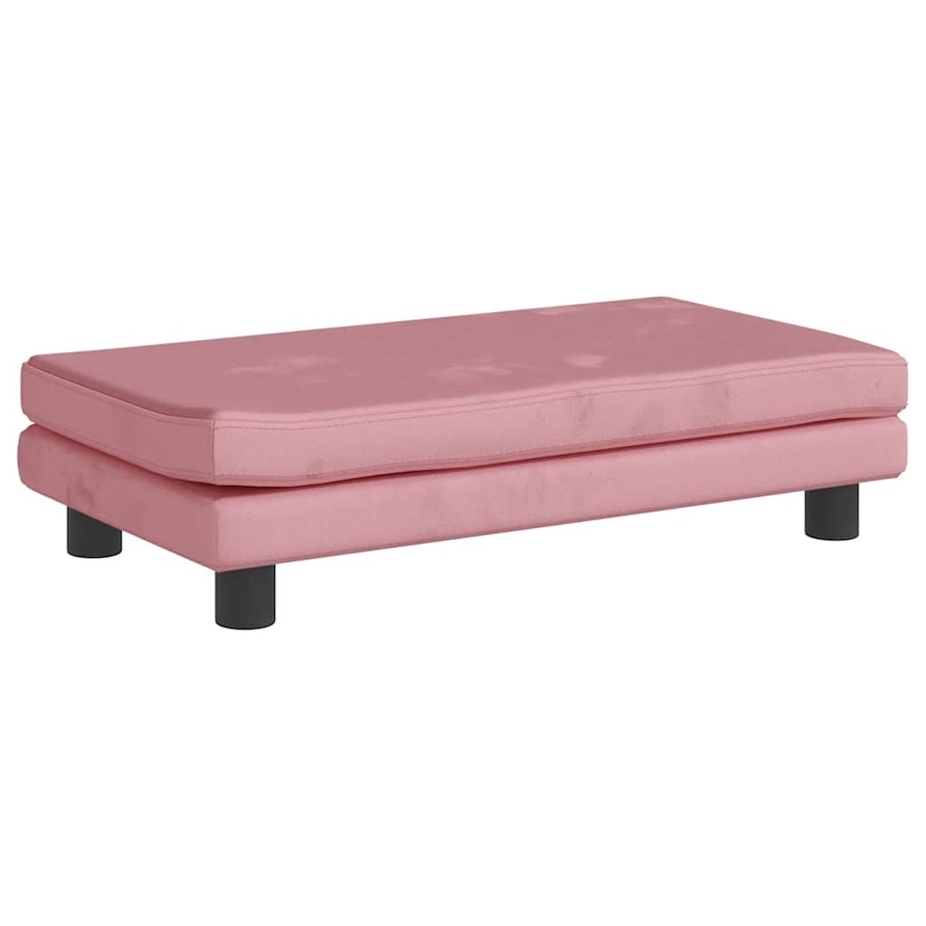 Kindersofa mit Hocker Blau 100x50x30 cm Samt
