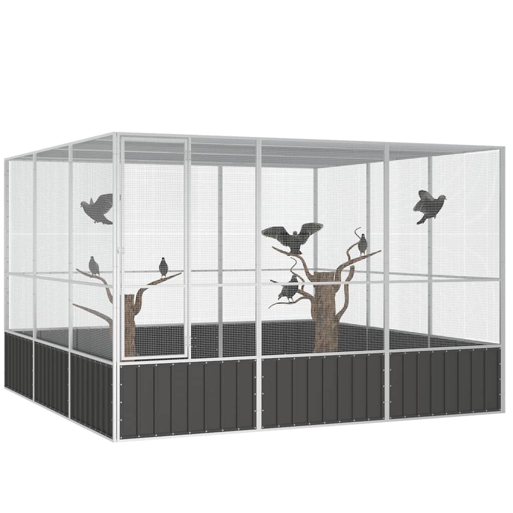 Vogelkäfig Anthrazit 111x107x211,5 cm Verzinkter Stahl