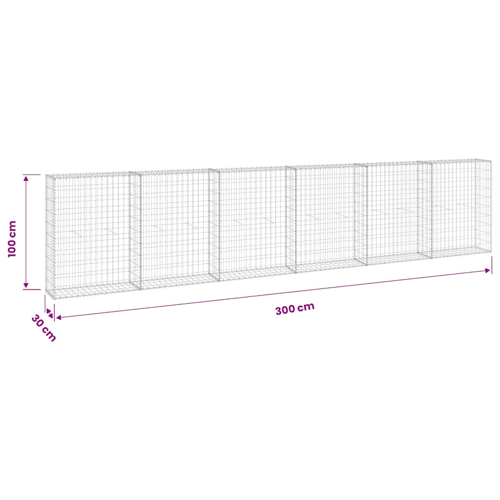 Gabionenwand mit Abdeckung Verzinkter Stahl 60x30x100 cm