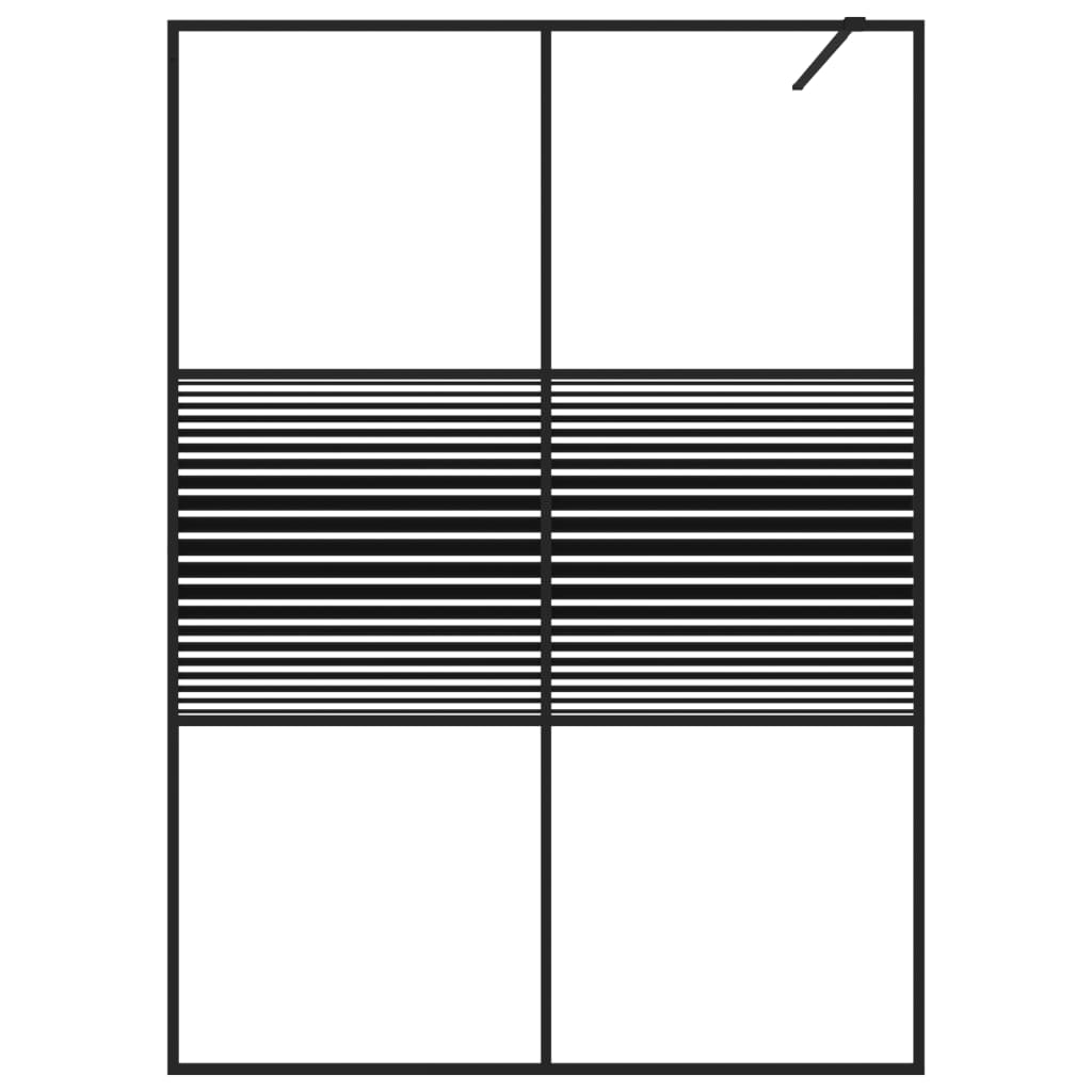 Duschwand für Begehbare Dusche Schwarz 100x195 cm ESG-Glas Klar