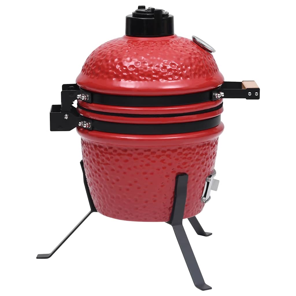 2-in-1 Kamado-Grill Smoker Keramik 56 cm Schwarz
