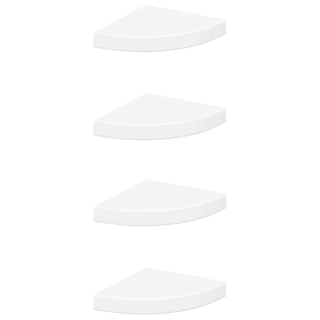 Schwebende Eckregale 2 Stk. Hochglanz-Weiß 25x25x3,8 cm MDF