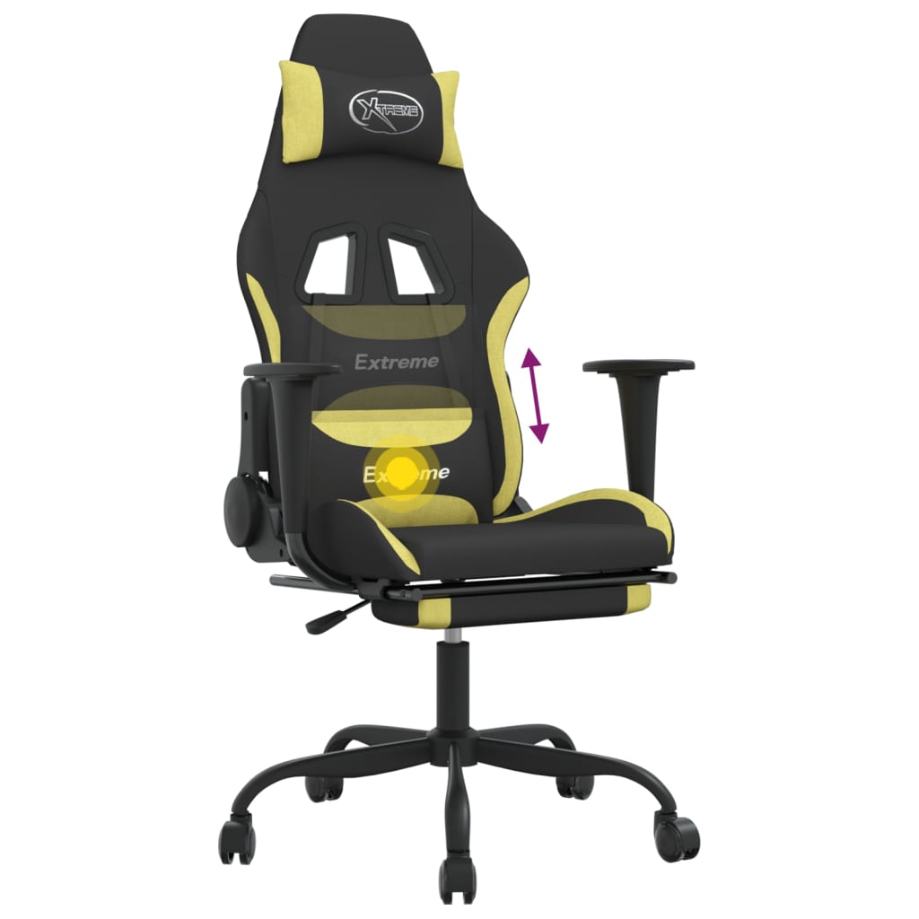 Gaming-Stuhl mit Massagefunktion Schwarz und Creme Stoff