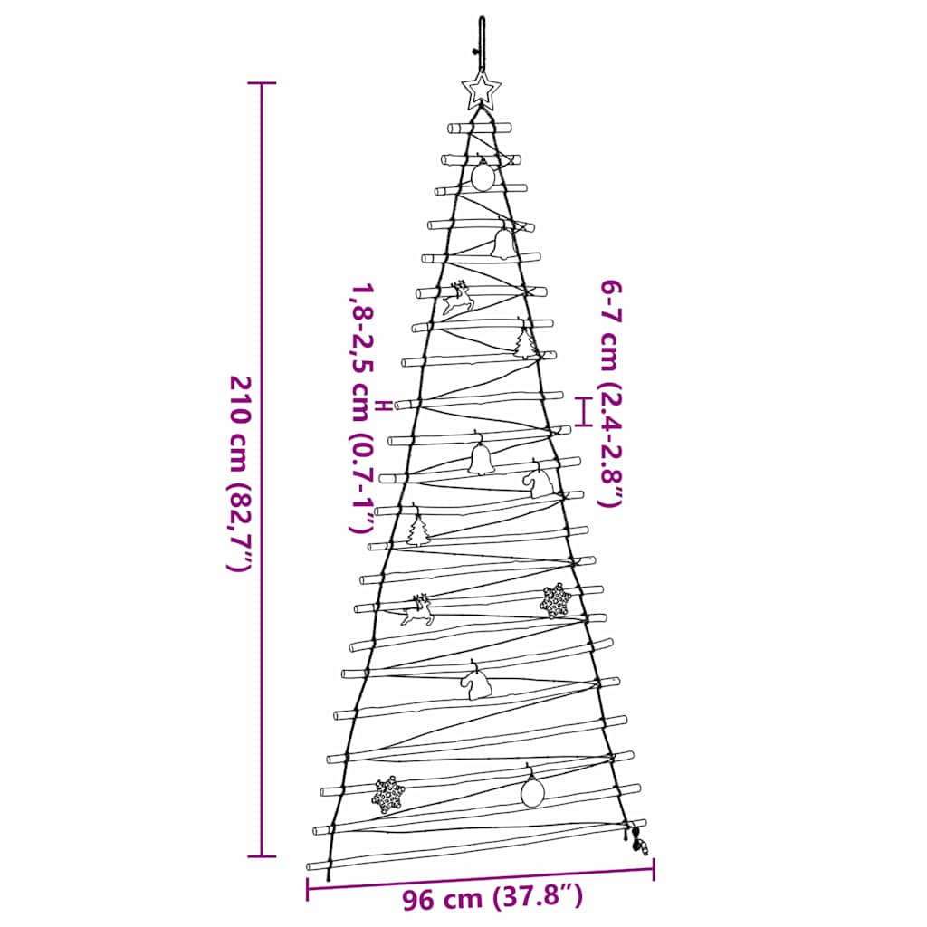 Weihnachtsbaum mit 30 LEDs Natur 90 cm Massives Eschenholz