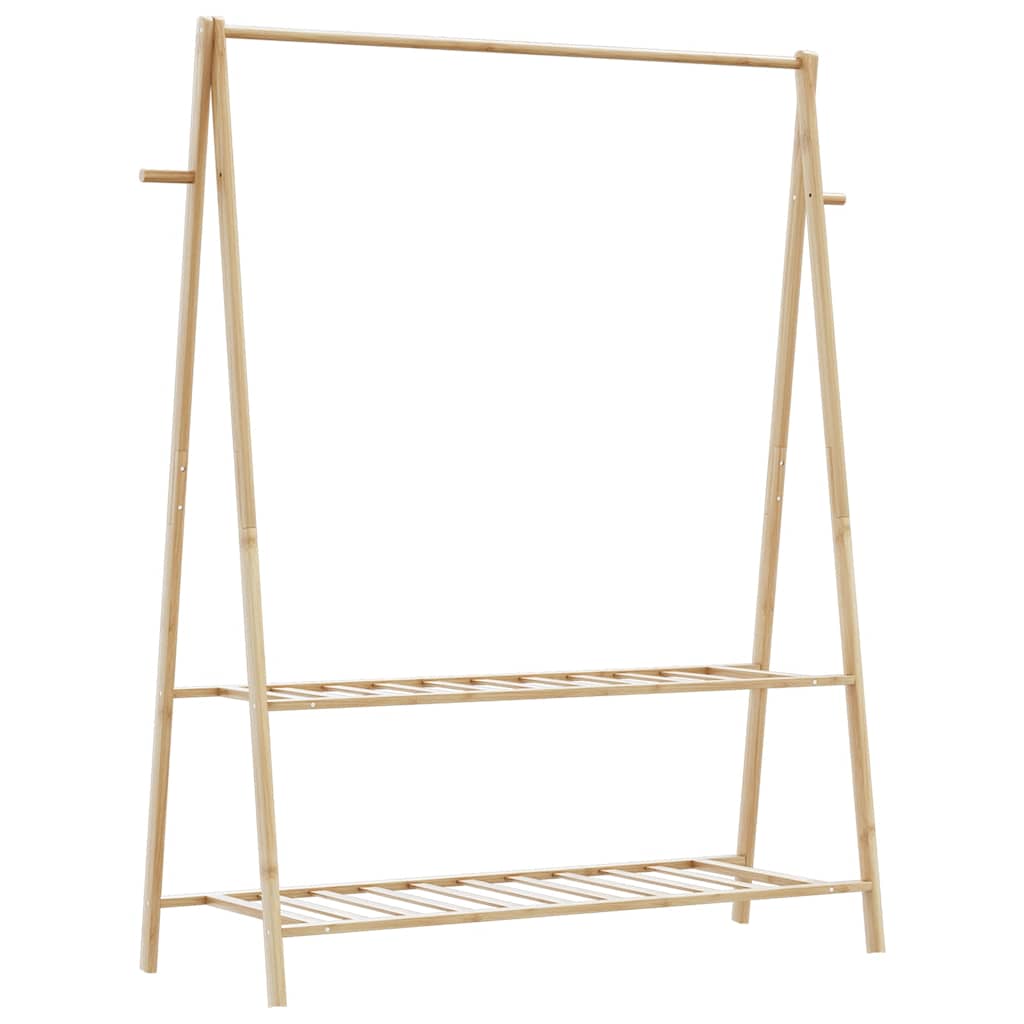 Kleiderständer mit Ablagen und Rollen 96x45,5x155,5 cm Bambus
