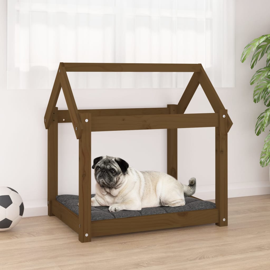 Hundebett Grau 61x50x70 cm Massivholz Kiefer