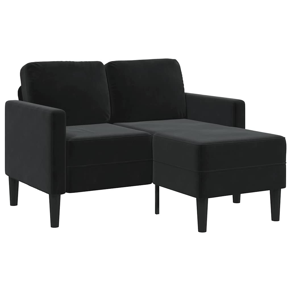 2-Sitzer-Sofa mit Chaiselongue L-Form Blau 125 cm Samt