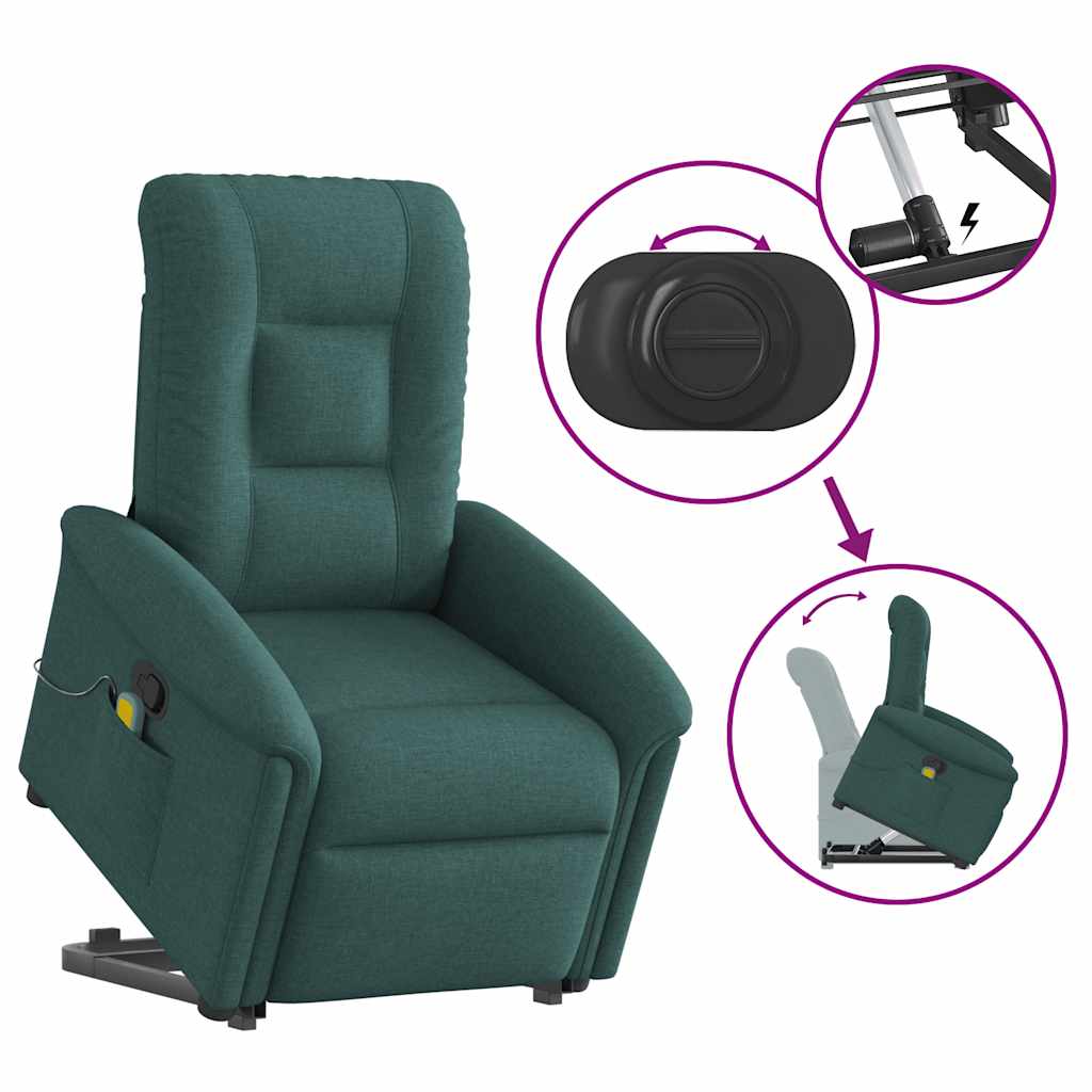 Massagesessel mit Aufstehhilfe Hellgrau Stoff