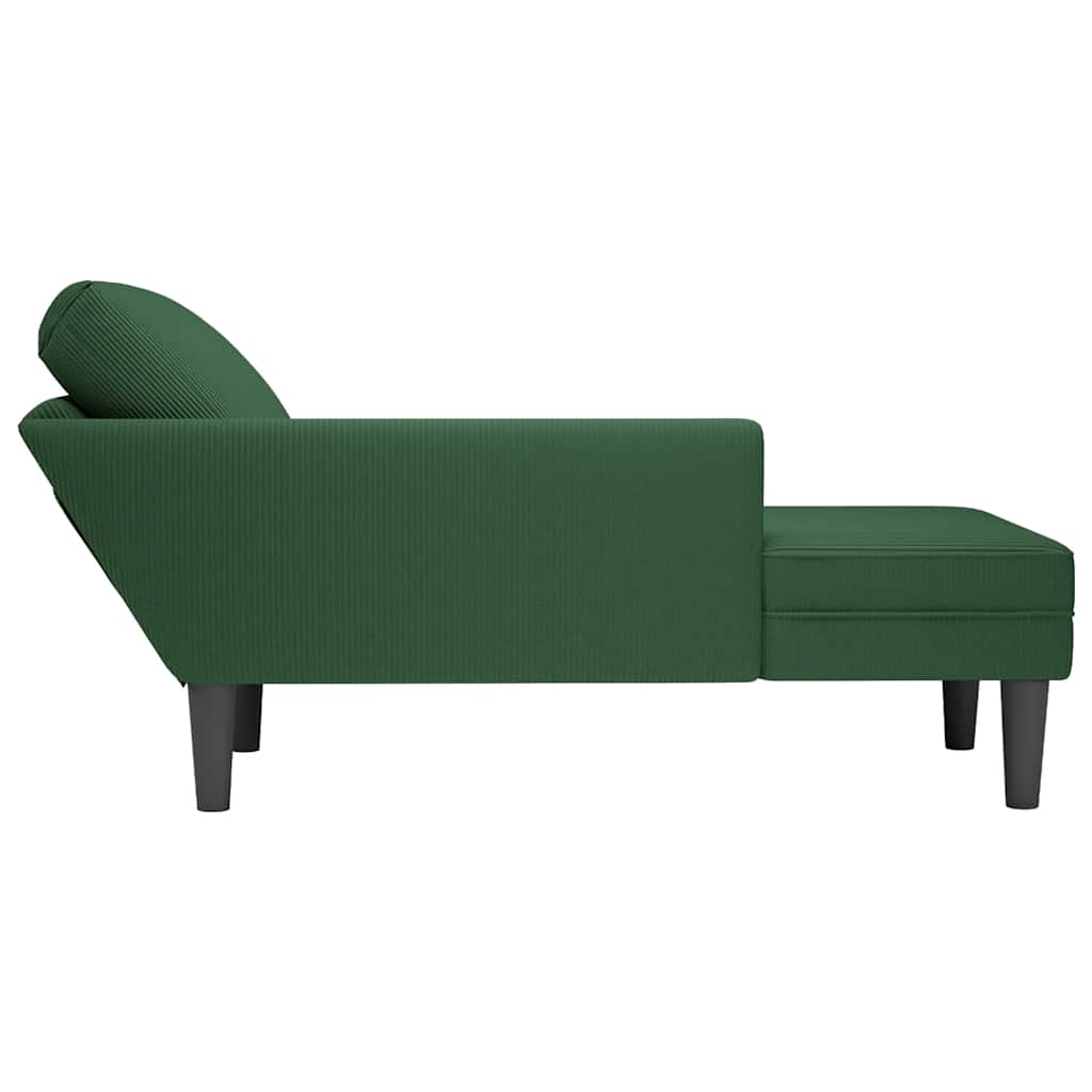 Chaiselongue mit Kissen Hellgrau Cordstoff
