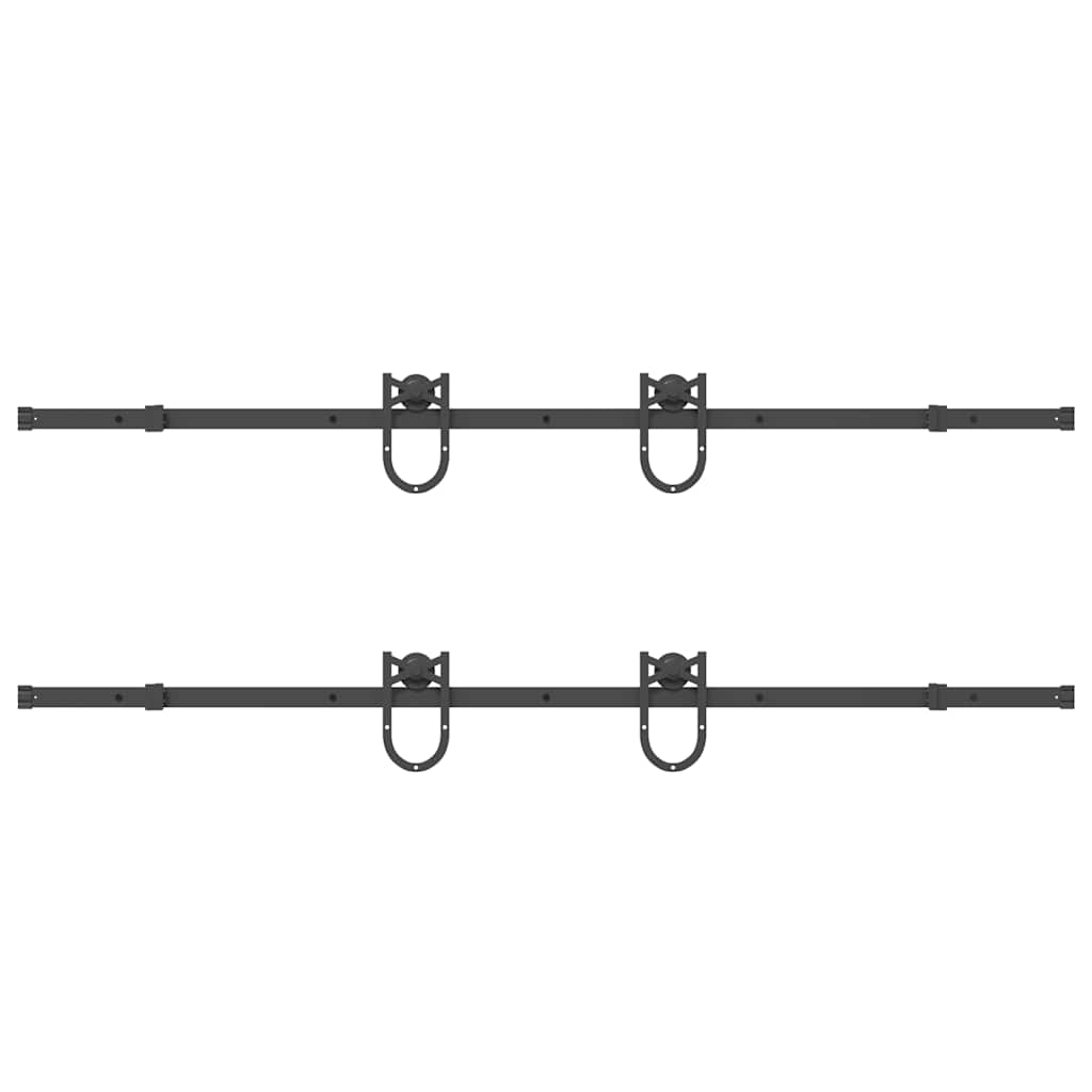 Schiebetürbeschlag-Set 183 cm Stahl Schwarz