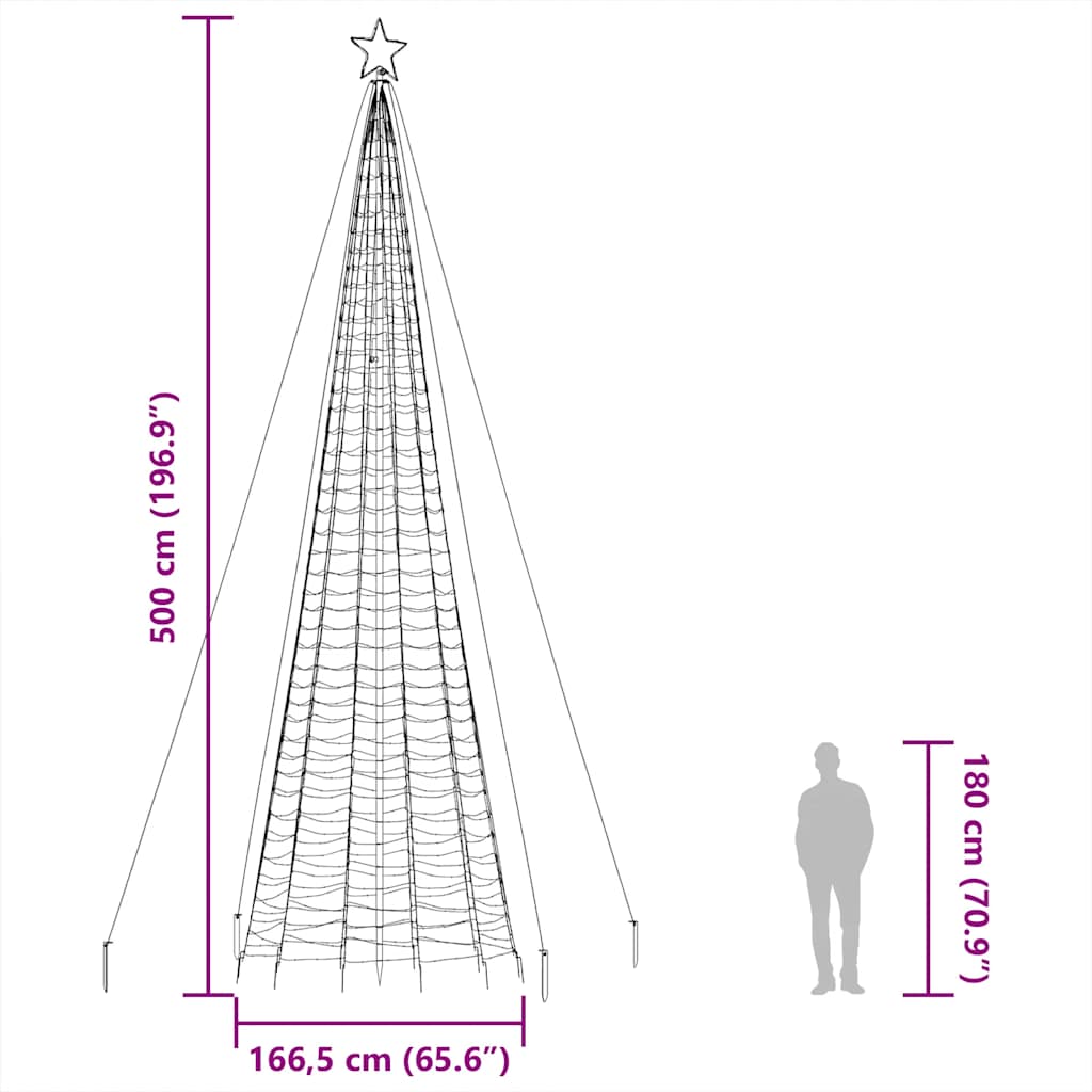 LED-Weihnachtsbaum mit Erdspießen 220 LEDs Warmweiß 180 cm