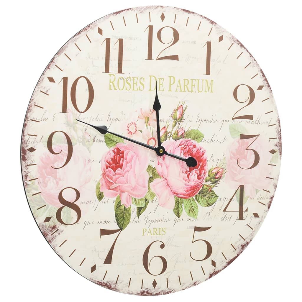 Vintage Wanduhr Blumen 30 cm