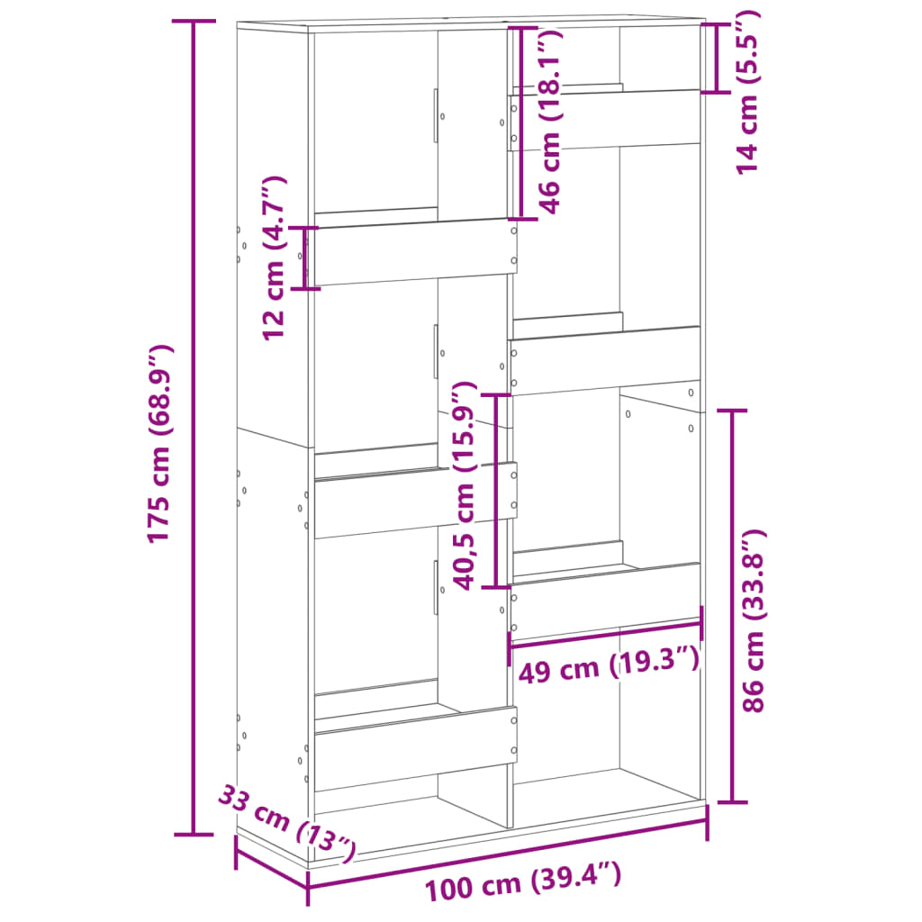 Bücherregal Weiß 100x33x135 cm Holzwerkstoff