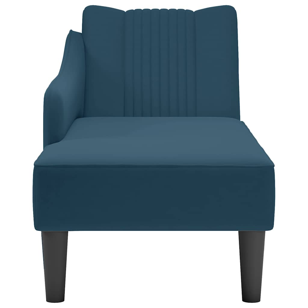 Chaiselongue mit Rechter Armlehne Blau Samt