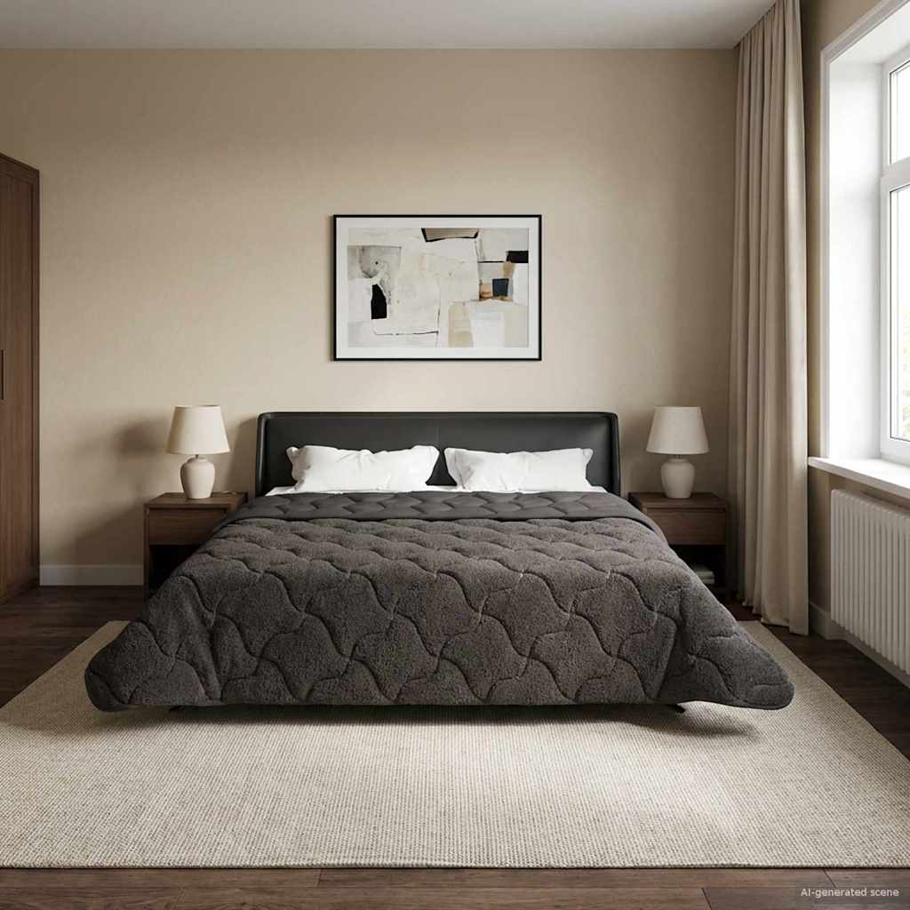 Winterbettdecke Gepolstert Anthrazit 135 x 200 cm