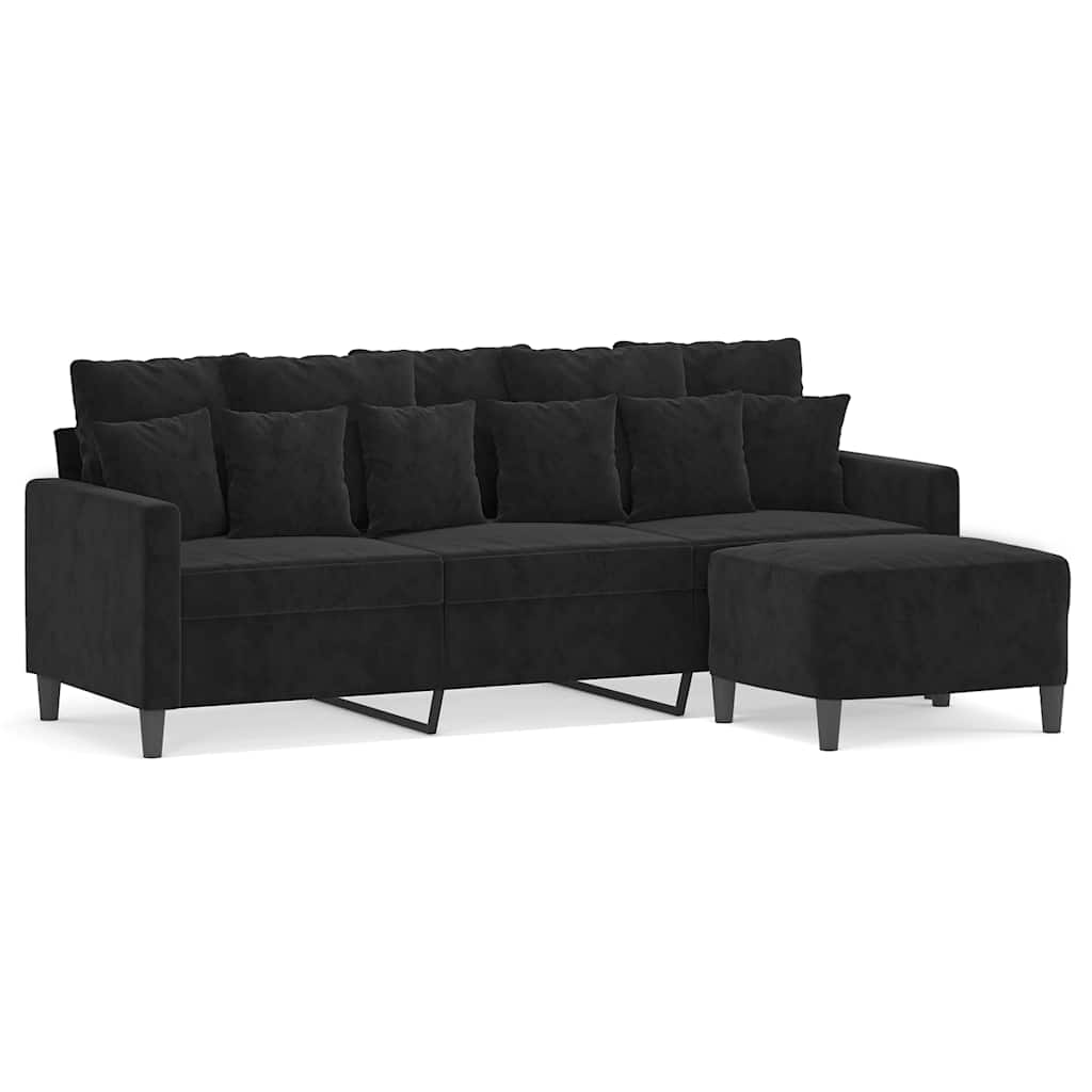 3-Sitzer-Sofa mit Hocker Rosa 180 cm Samt
