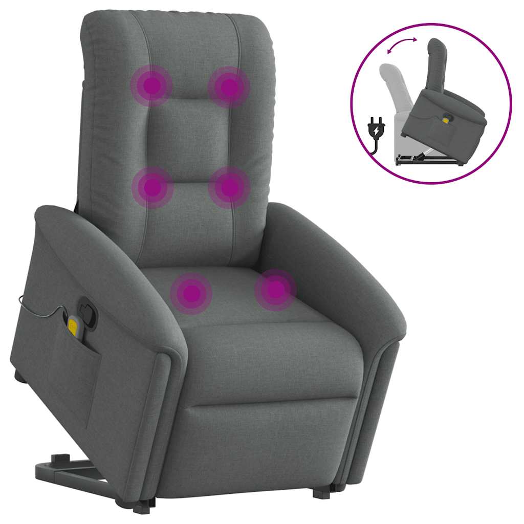 Massagesessel mit Aufstehhilfe Hellgrau Stoff
