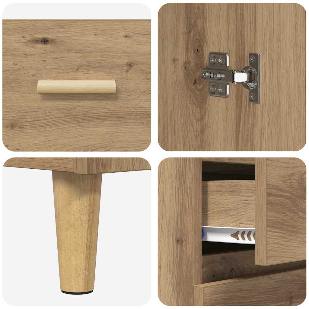Highboard Altholz 69,5 x 34 x 180 cm Engineered Wood und Glas