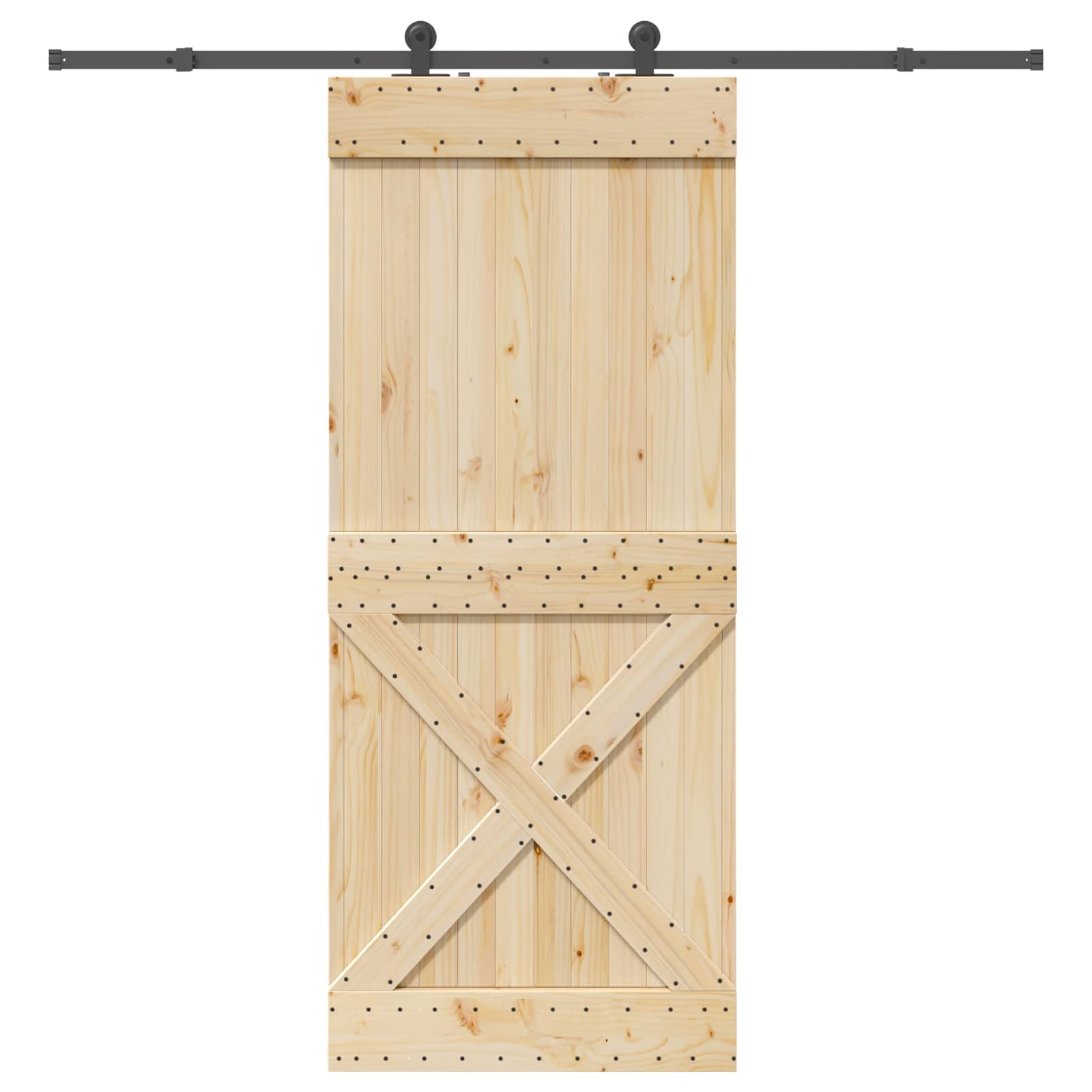 Schiebetür NARVIK Natürlich und Schwarz 70 x 210 cm (213,5 cm)
