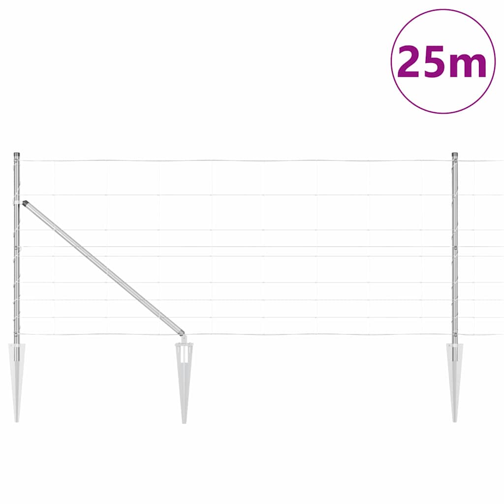 Ground Fix Geschweißter Drahtzaun 25 x 0,8 m Silber Netz