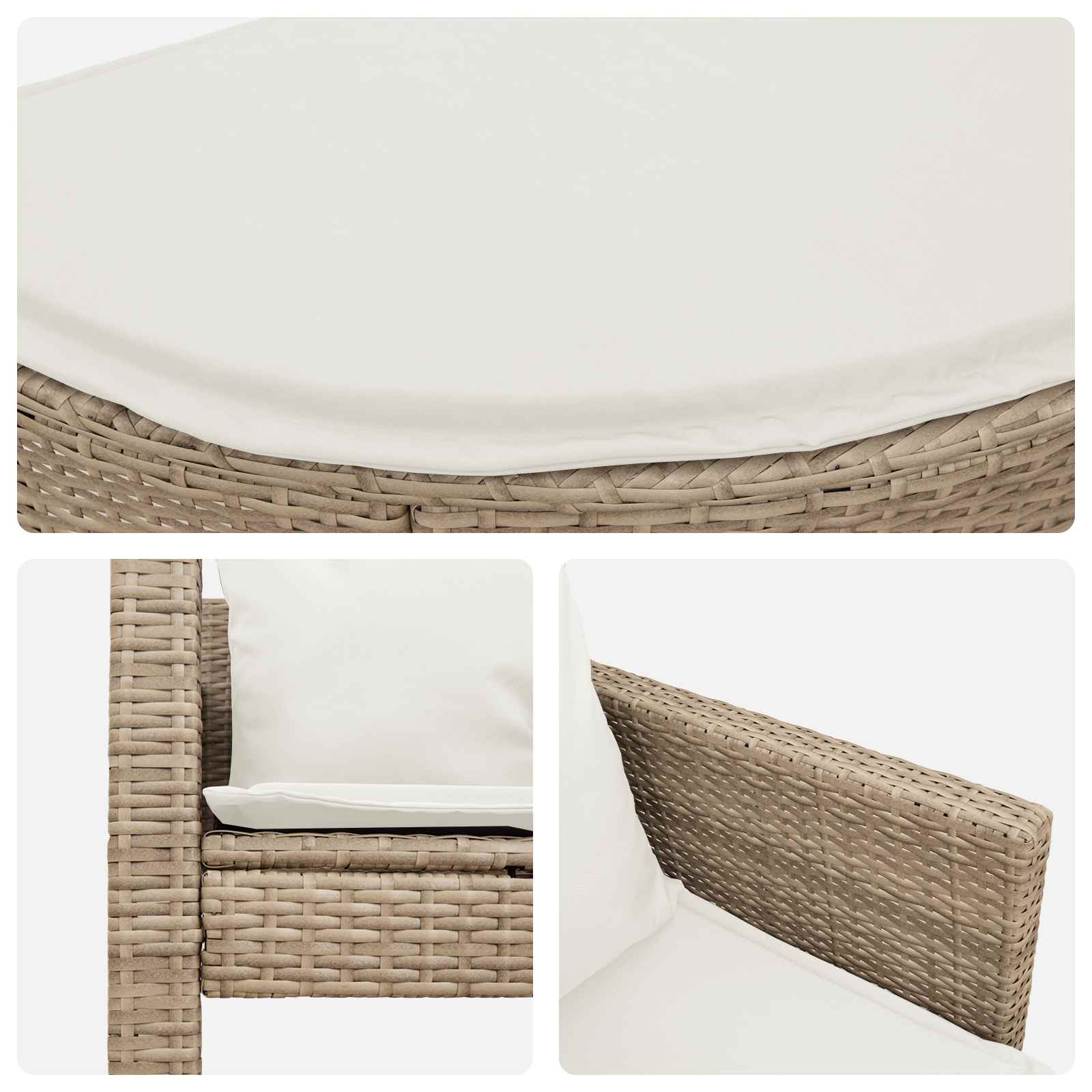 Garten-Sofa mit Kissen 8 pcs Beige und Hellgrau Poly-Rattan