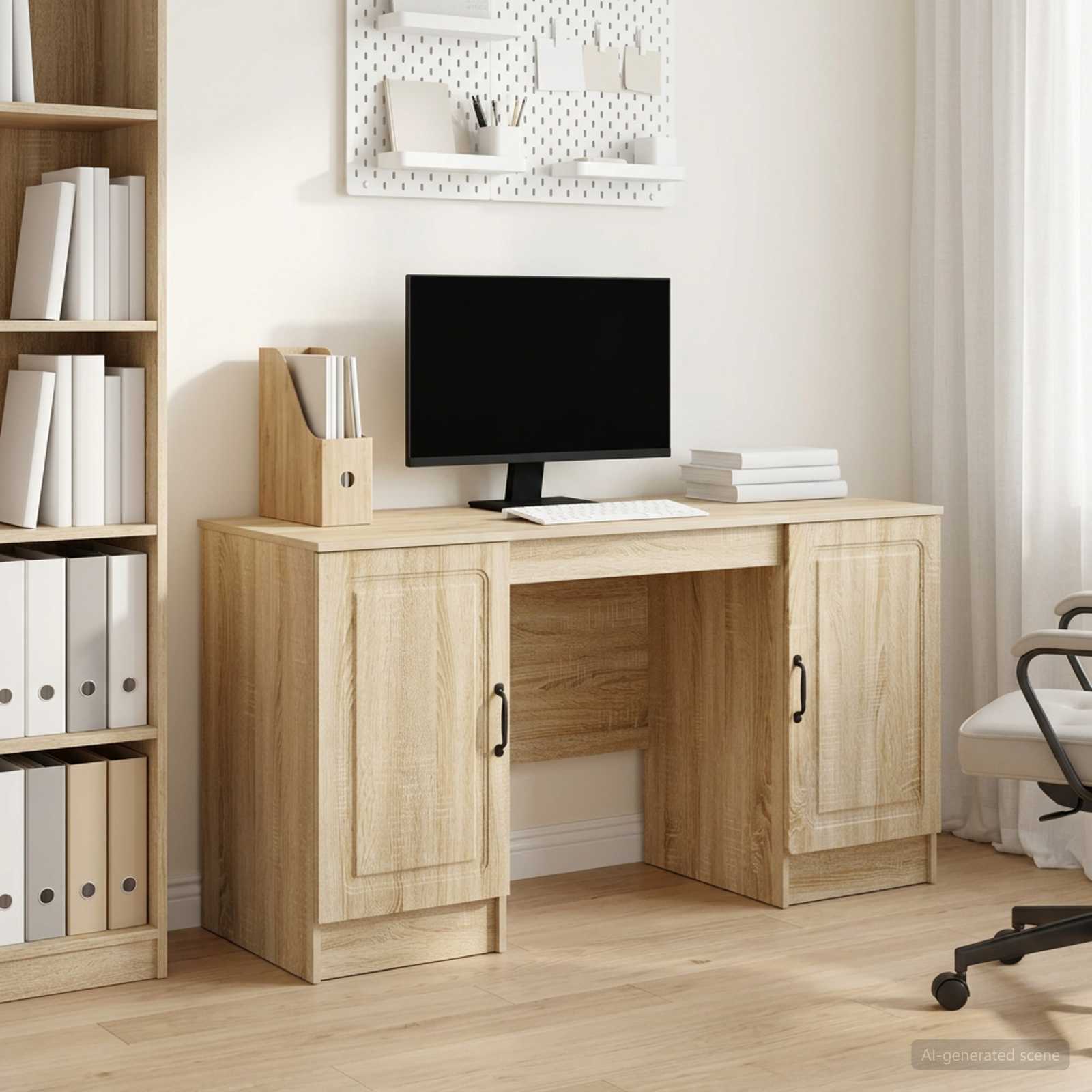 Schreibtisch mit Regal Schwarz 142,5 x 50 x 75 cm Holzwerkstoff