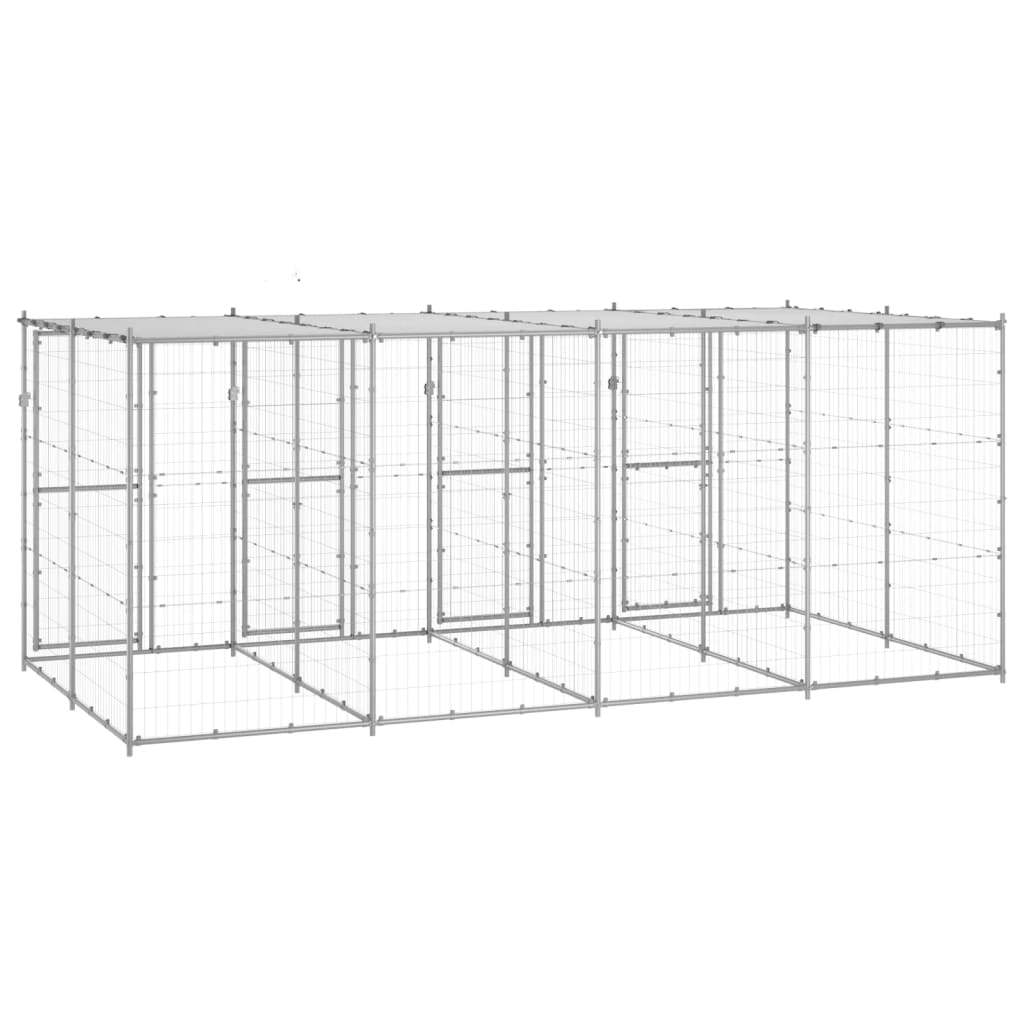 Outdoor-Hundezwinger Stahl mit Überdachung 110x220x180 cm